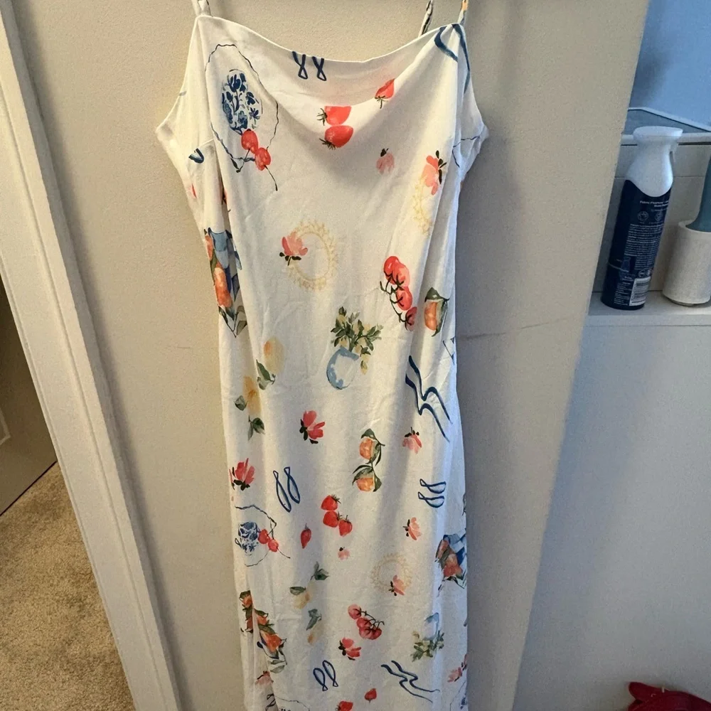 Abercrombie & Fitch European Summer Floral Maxi Dress - White and Blue